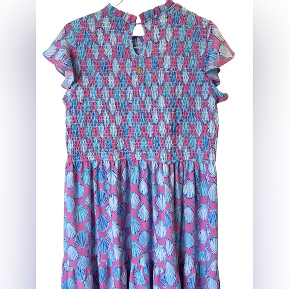 Women’s Simply Southern Shells Tiered Midi Maxi Dress Smocked Ruffle XL NWT - Picture 5 of 7